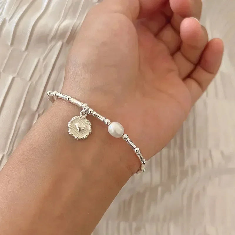 Retro-Style ID Bracelet with Pearl