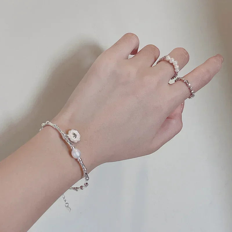 Retro-Style ID Bracelet with Pearl