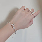 Retro-Style ID Bracelet with Pearl