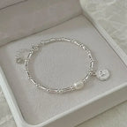 Retro-Style ID Bracelet with Pearl