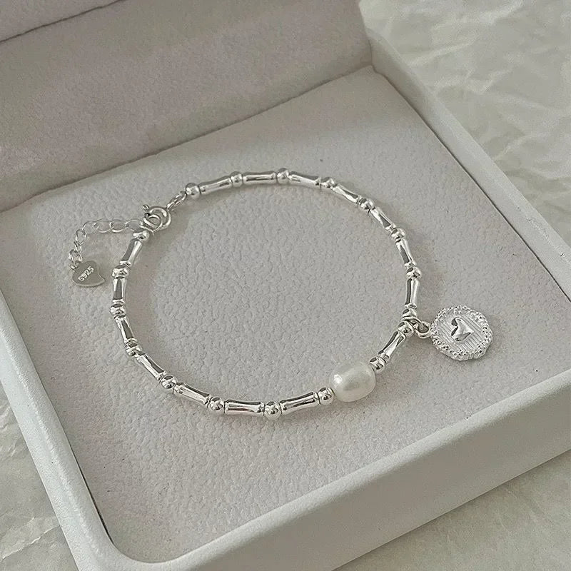 Retro-Style ID Bracelet with Pearl