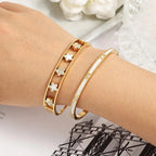 Thin Floral Cuban Link Bracelet with 5-petal a