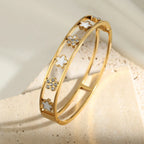 Thin Floral Cuban Link Bracelet with 5-petal a