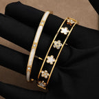 Thin Floral Cuban Link Bracelet with 5-petal a