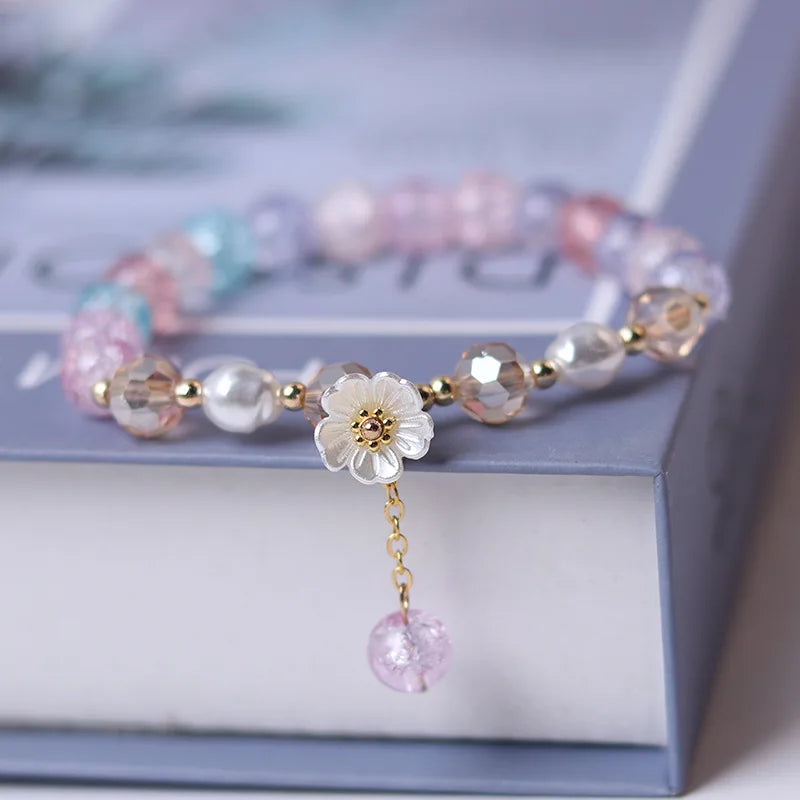 Crystal Flower ID Bracelet in Multi-colour