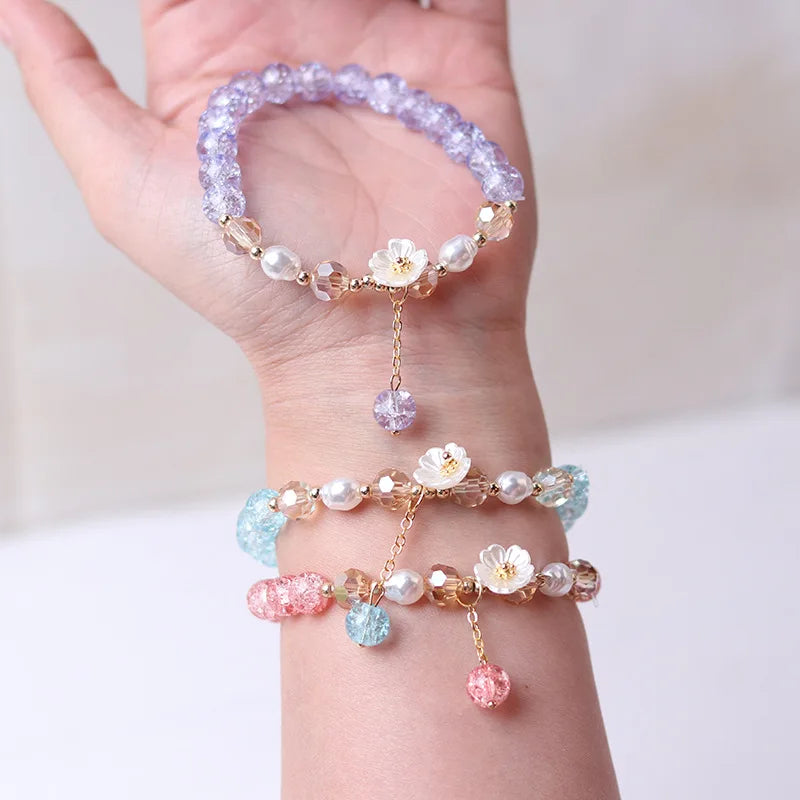 Crystal Flower ID Bracelet in Multi-colour