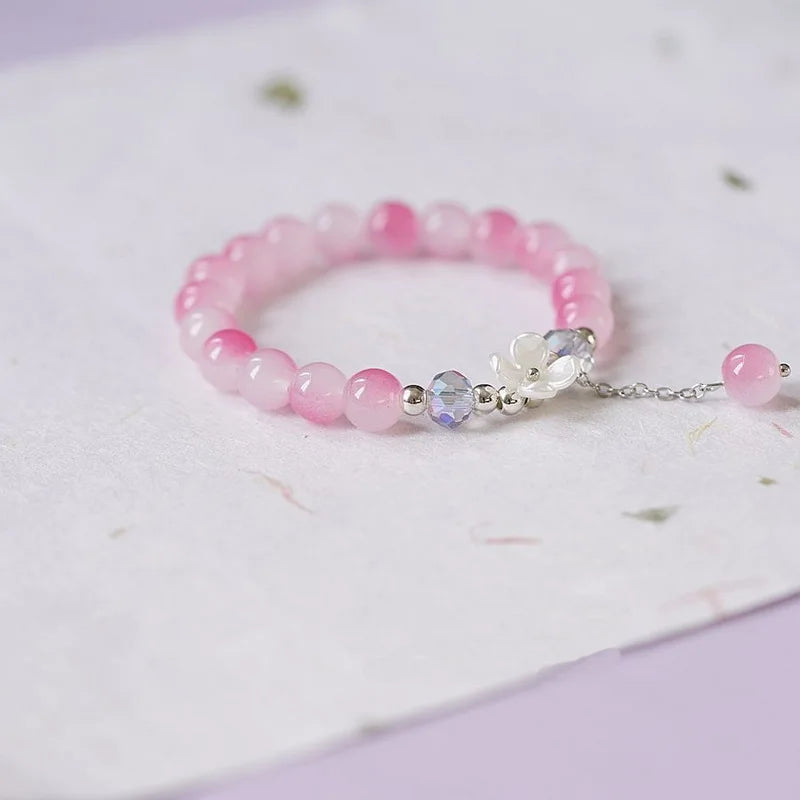Crystal Flower ID Bracelet in Pink