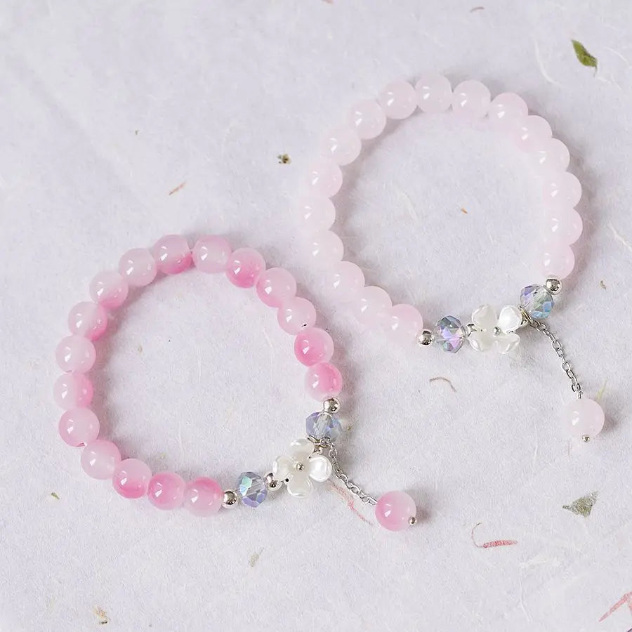 Crystal Flower ID Bracelet in Pink