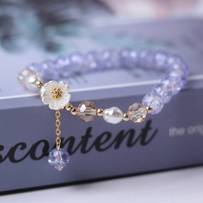 Crystal Flower ID Bracelet in Blue
