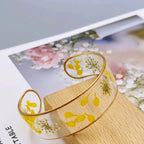 Transparent Resin Flower Curb Bracelet yellow a