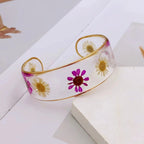 Transparent Resin Flower Curb Bracelet pink b