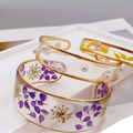 Transparent Resin Flower Curb Bracelet violet A