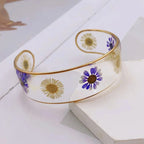 Transparent Resin Flower Curb Bracelet violet b