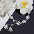 5-Petal Silver Flower Chain Bracelet