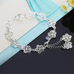 5-Petal Silver Flower Chain Bracelet