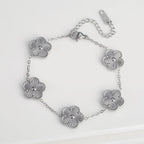 5-Petal Flower ID Bracelet Silver