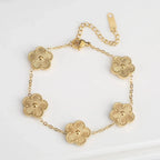 5-Petal Flower ID Bracelet Gold