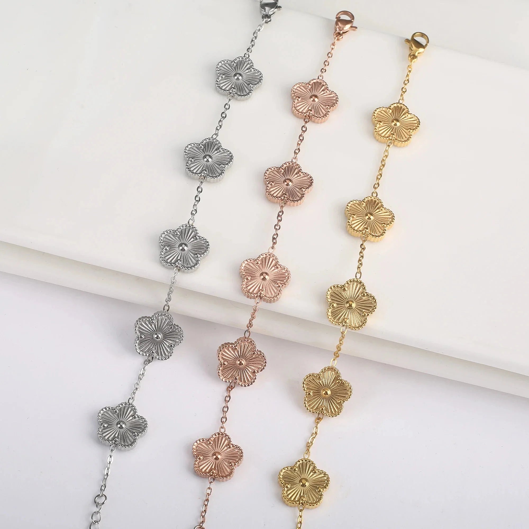 5-Petal Flower ID Bracelet Rose Gold