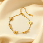 Daisy Flower Cuban Link Bracelet