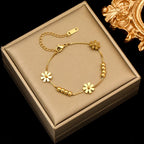 Daisy Flower Cuban Link Bracelet