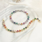 Colored Daisy Flowers Curb Bracelet silver