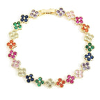 Colored Daisy Flowers Curb Bracelet gold