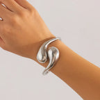 Asymmetric Large Water Drop Curb Bracelet silver