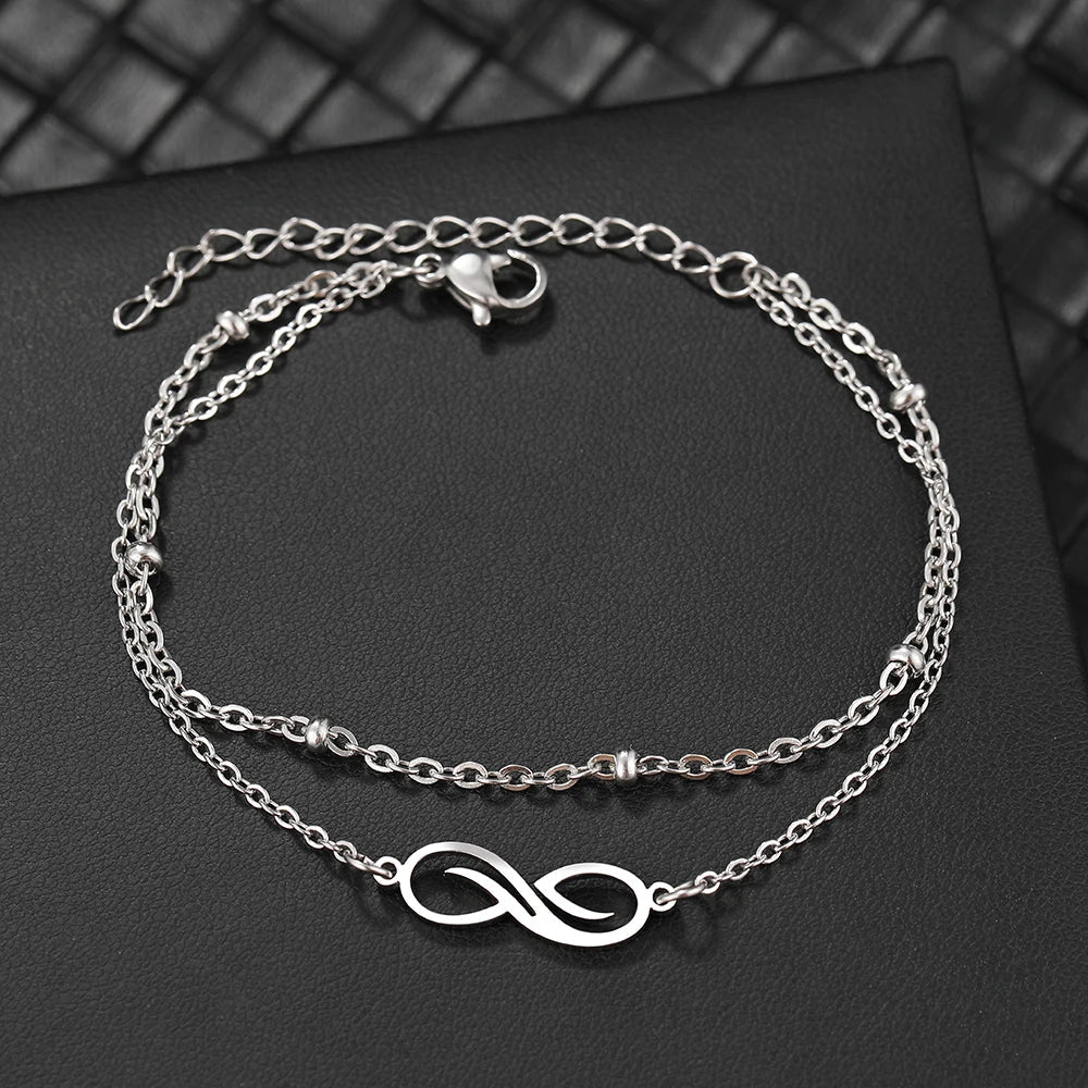 Infinity Double Chain Bracelet for Women silver