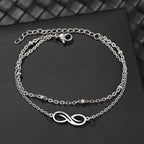 Infinity Double Chain Bracelet for Women silver