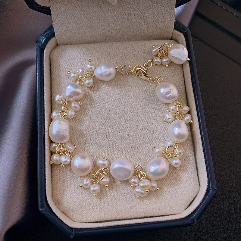 Baroque-Style Curb Bracelet with Pearls