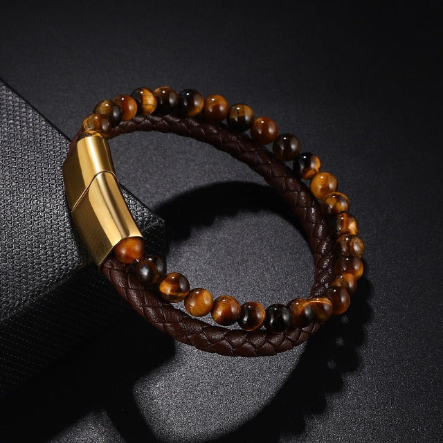 Gold Tiger Eye Stone Curb Bracelet