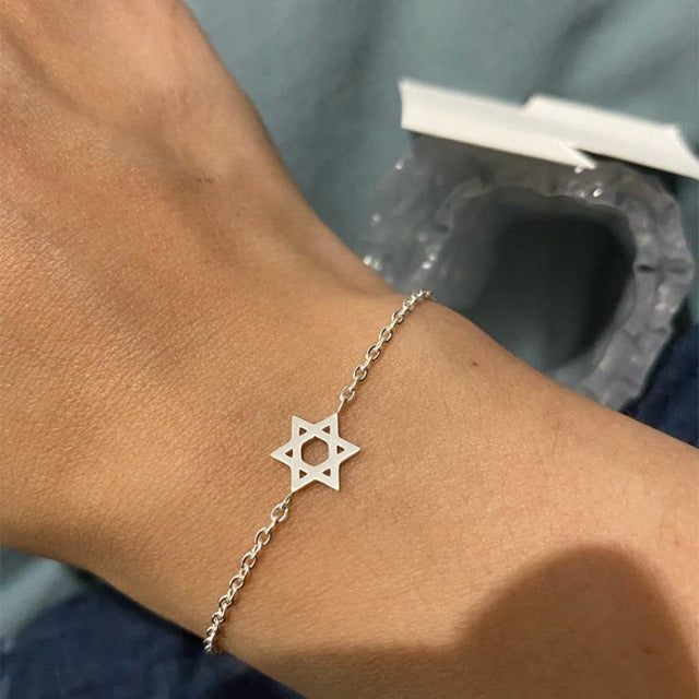 Hexagram Star of David Judaism Bracelet in silver