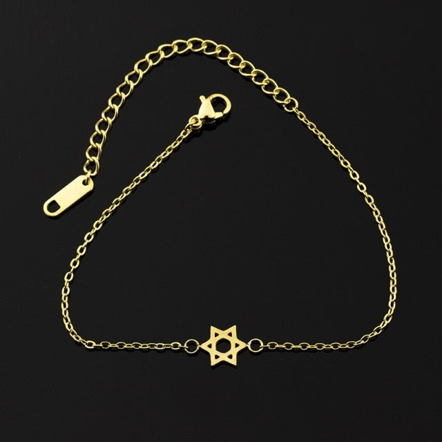 Hexagram Star of David Judaism Bracelet in gold