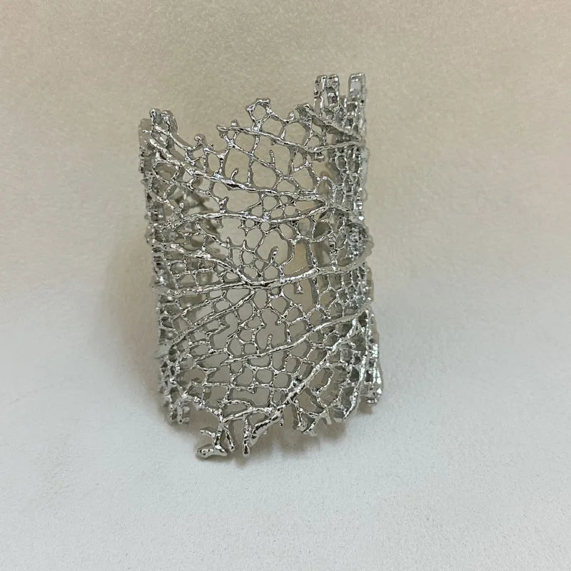Wide Coral Women’s Bracelet silver