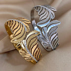 Wide Palm Leaf Bracelet Silver