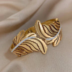 Wide Palm Leaf Bracelet Gold