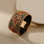 Multicolored Natural Stone Cuff Bracelet for Women