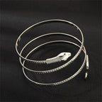 Women's Snake Cuff Bracelet, Silver Reptile