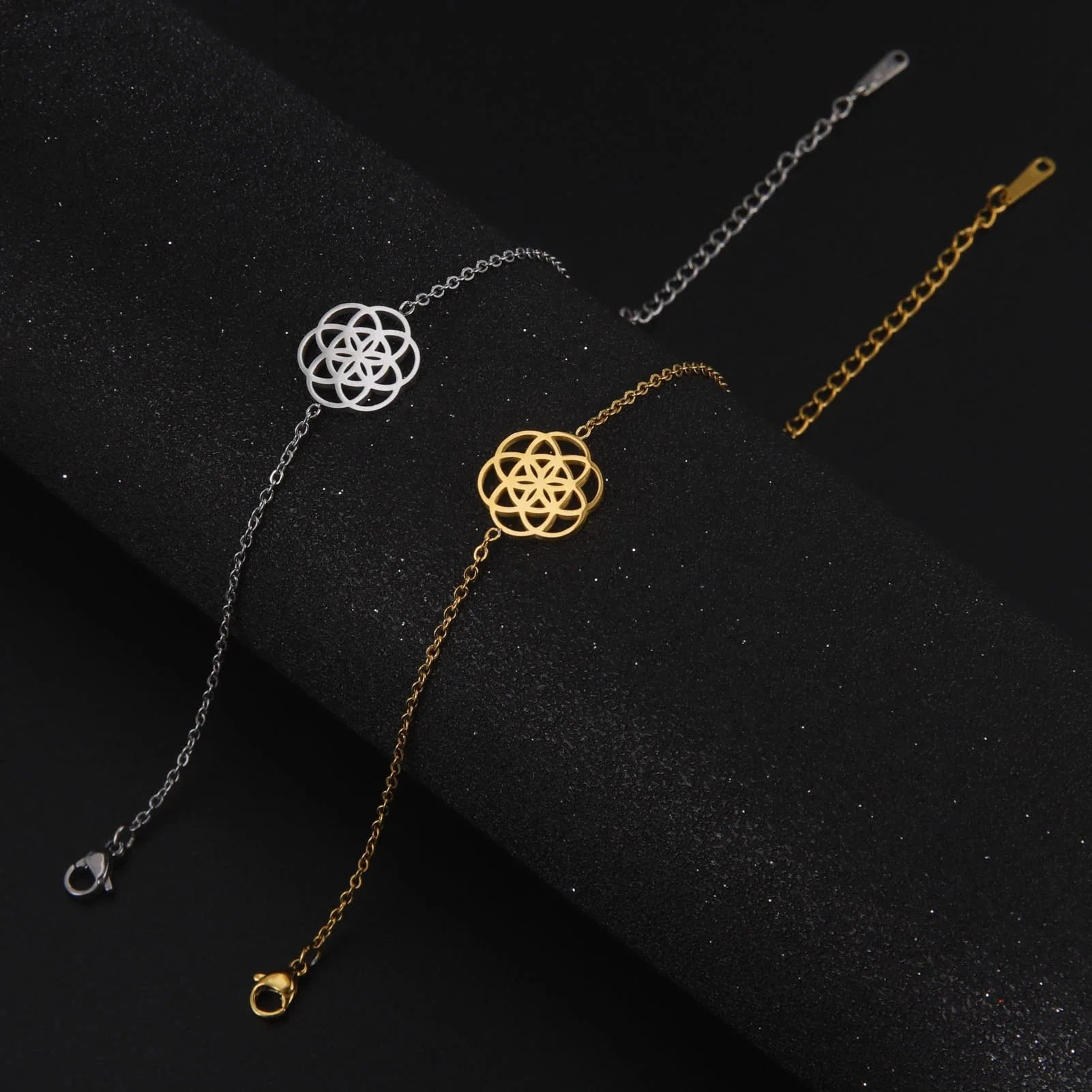 Sacred Geometry Mandala Bracelet for Women Gold