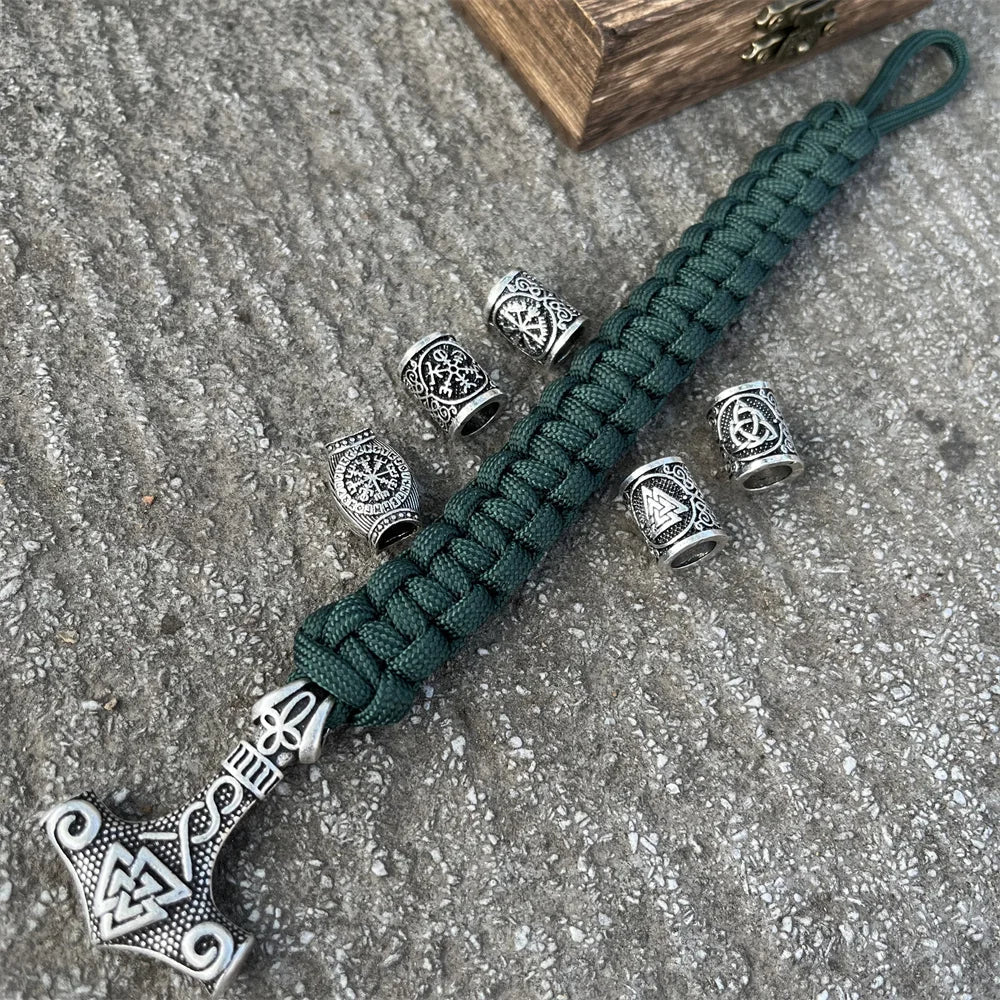 Mjolnir Bracelet - Thor Hammer Viking Green 3 