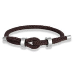 Modern braided rope bracelet with brown knot
