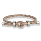 Modern braided rope bracelet with beige knot