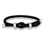 Modern braided rope bracelet with black knot