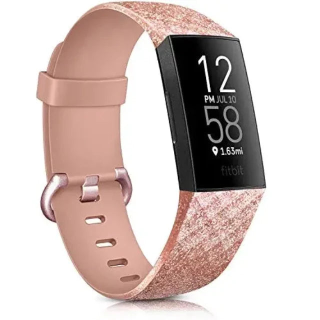 Fitbit Charge 3 & Charge 4 Rose Gold Glitter Watch Band
