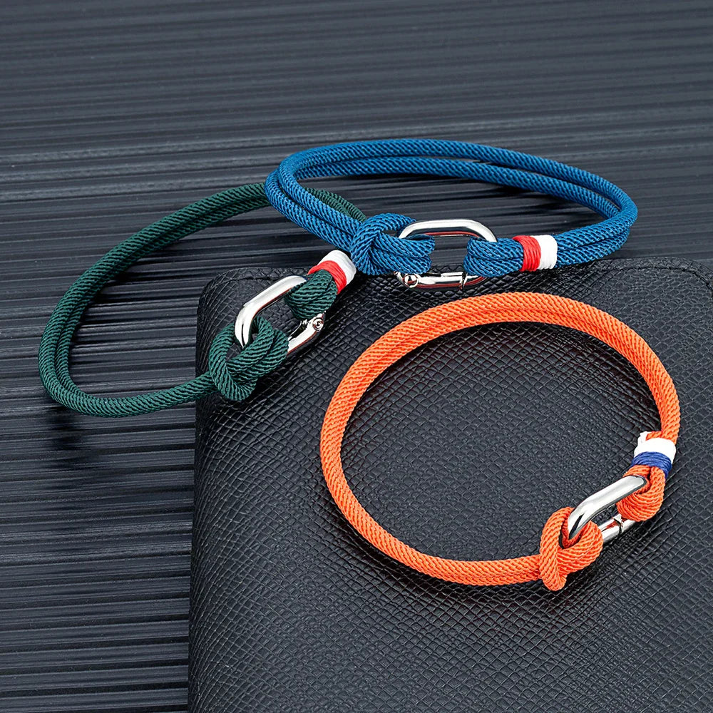 Braided rope nautical bracelet with knot for men or women orange