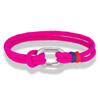 Braided rope nautical bracelet with knot for men or women dark pink