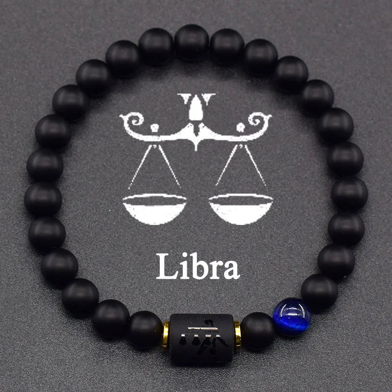 Black Zodiac Sign Bracelet Astro Black 12 Constellations Libra