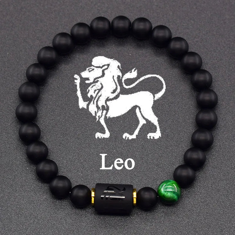 Black Zodiac Sign Bracelet Astro Black 12 Constellations Leo