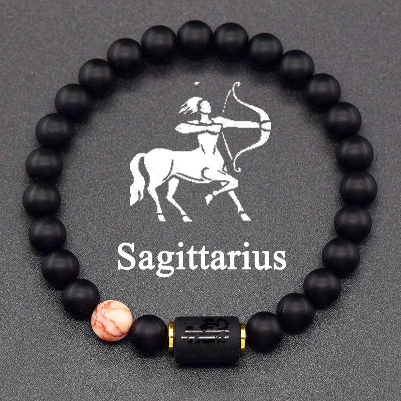 Black Zodiac Sign Bracelet Astro Black 12 Constellations Sagittarius