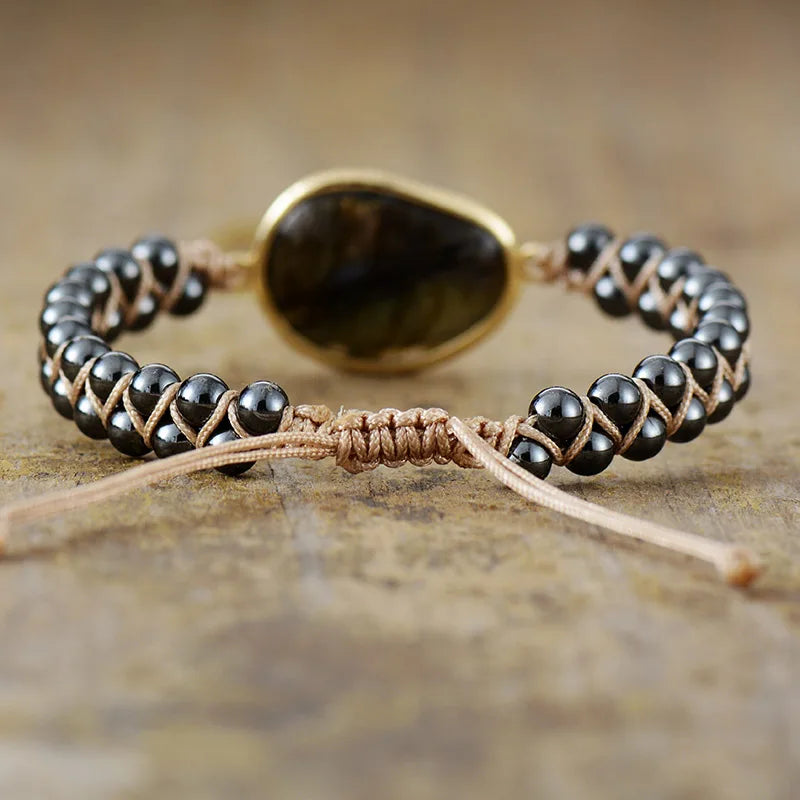 Celestial Eye Bracelet in Labradorite & Hematite